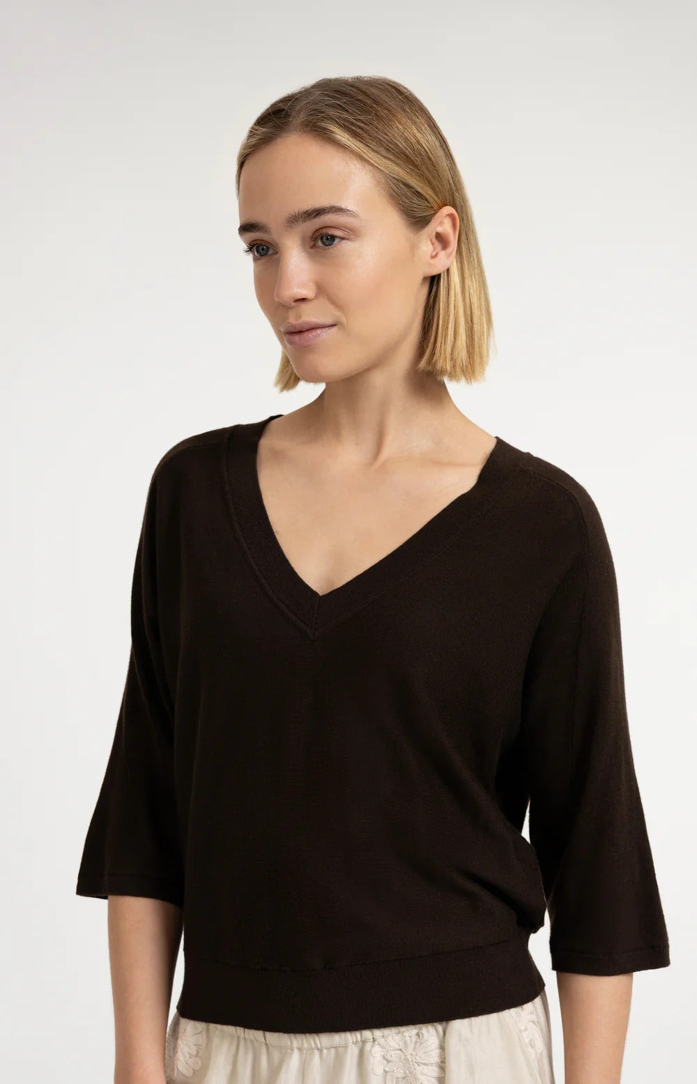 YAYA V-neck Sweater with Seam Detail
