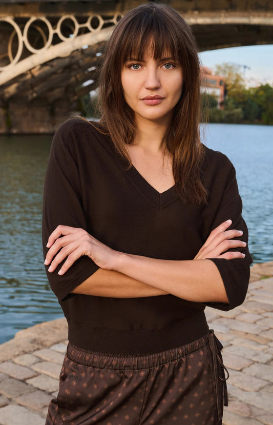 YAYA V-neck Sweater with Seam Detail