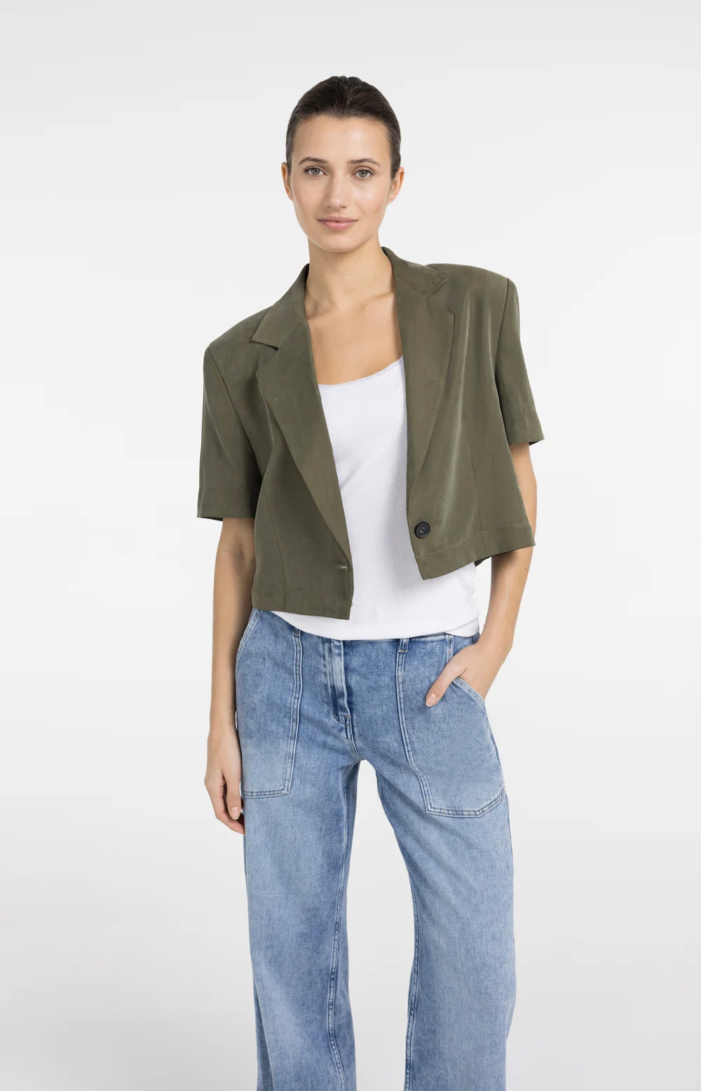 YAYA Woven Short Sleeve Blazer