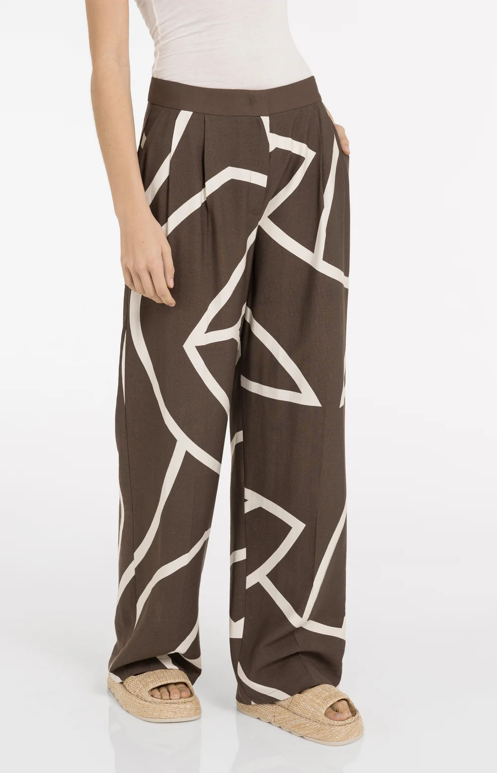 YAYA Printed Wide Leg Trousers