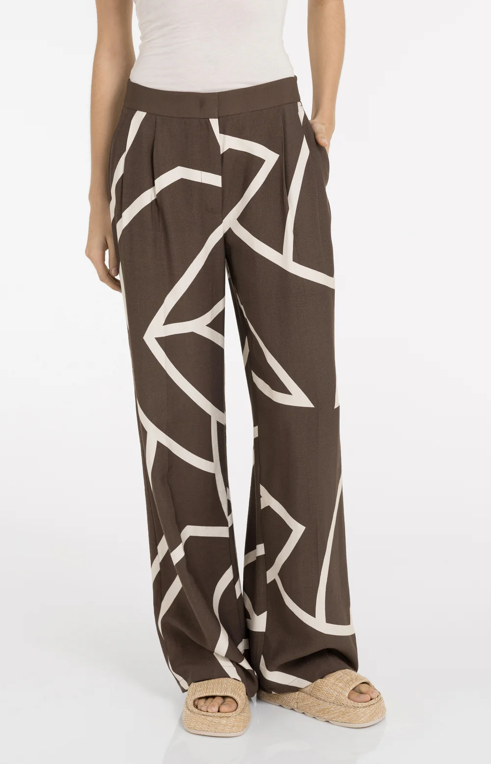 YAYA Printed Wide Leg Trousers