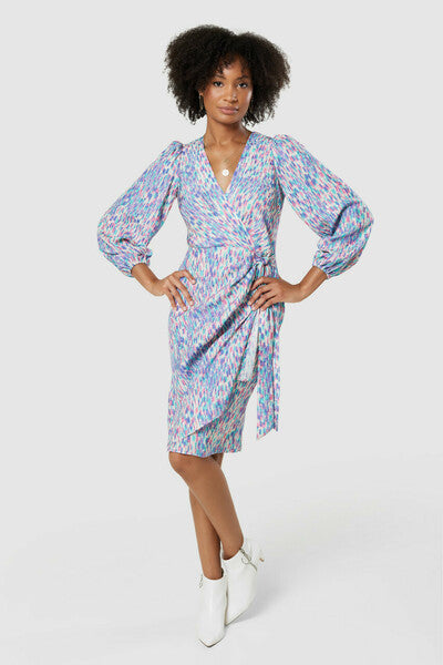 Purple Print Wrap Dress