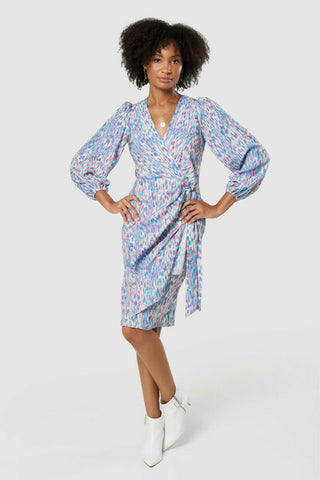 Purple Print Wrap Dress