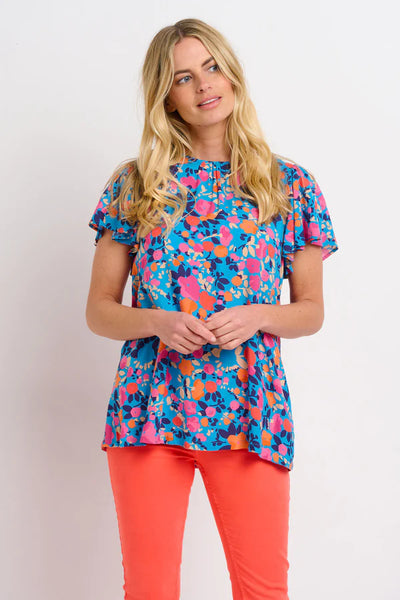 Bloom Floral Flutter Sleeve Blouse