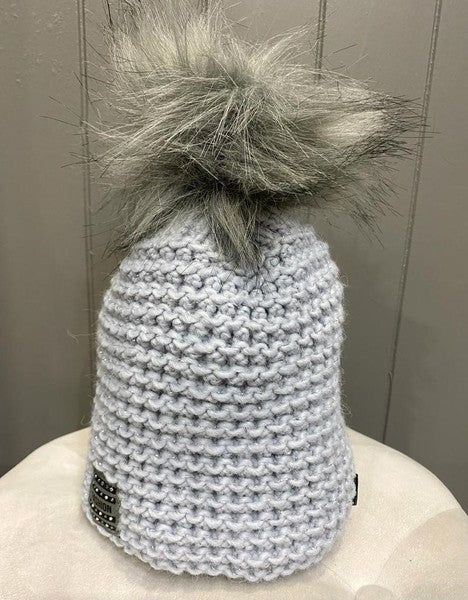 Berna Bobble Hat Grey