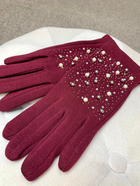 PR Pearl Embellished Gloves- 4 Colour Options