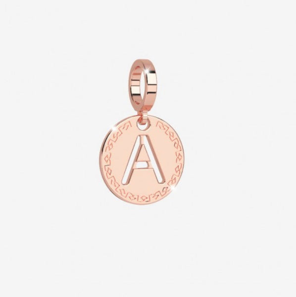 REB Small Initial Charm: Rose Gold