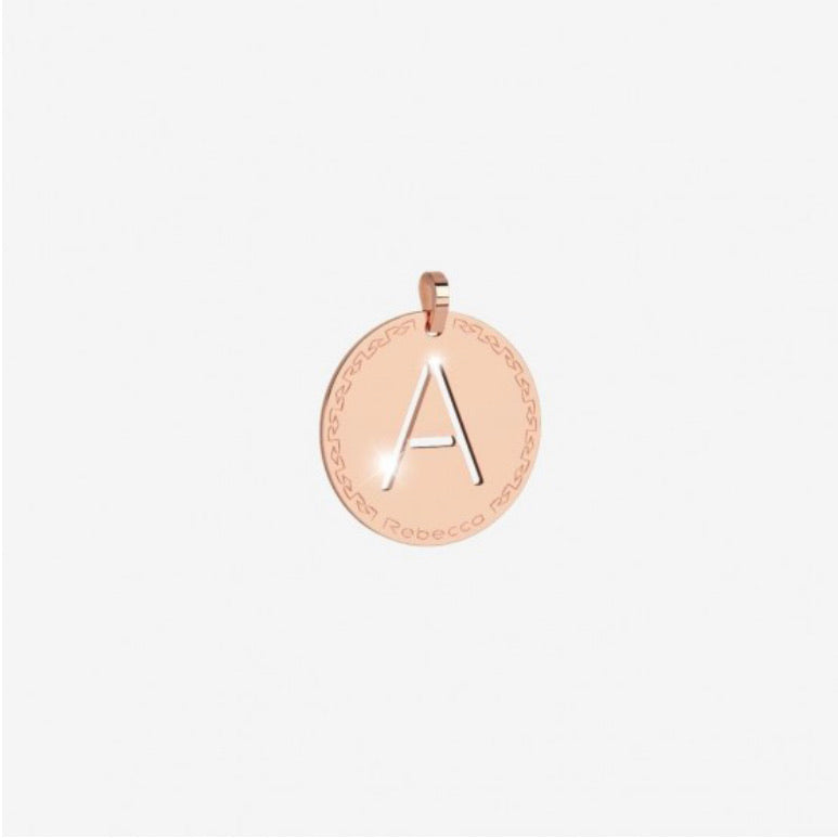REB Large Initial Charm: Rose Gold